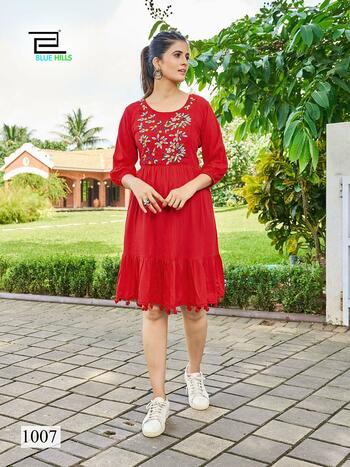 BLUE HILLS KIARA SHORT RAYON KURTIS CATALOGUE DISTRIBUTOR IN SURAT