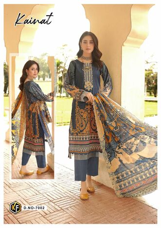 KEVAL FAB KAINAT VOL 7 LAWN COTTON PRINT KARACHI SUITS SUPPLIER SURAT