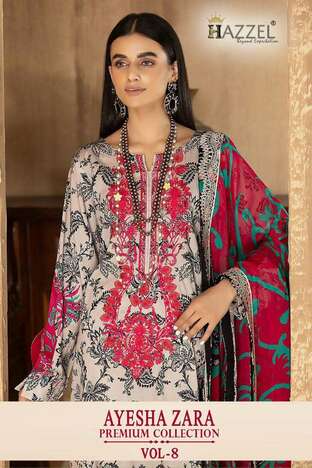 HAZZEL AYESHA ZARA PREMIUM COLLECTION VOL 8 PAKISTANI SUITS SURAT