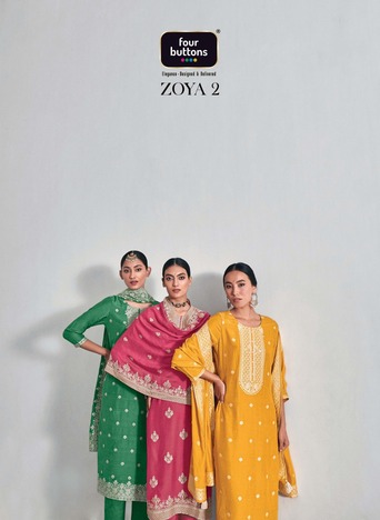 FOUR BUTTONS ZOYA VOL 2 JACQUARD READYMADE SUITS SURAT