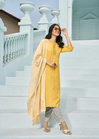 WANNA EKAYA RAYON KURTI PANT WITH DUPATTA SUPPLIER IN SURAT