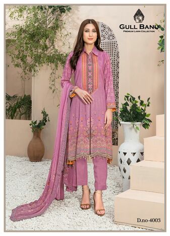 GULL AAHMED GULL BANU VOL 4 PURE LAWN KARACHI SUITS WHOLESALE