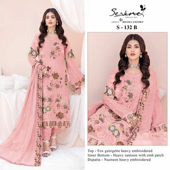 SERENE S 132 FOUX GEORGETTE EMBROIDERY PAKISTANI SUITS CATALOGUE