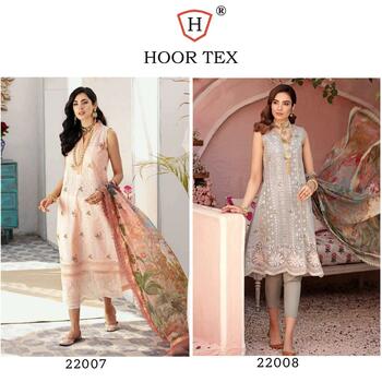 HOOR TEX  22007 TO 22008 LAWN COTTON PAKISTANI SUITS LATEST CATALOGUE