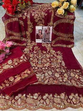 ZARQASH SRA Z 2053 FOUX GEORGETTE PAKISTANI SUITS