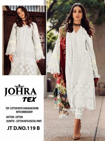 JOHRA TEX JT 119 CAMBRIC COTTON PAKISTANI SUITS WHOLESALER SURAT