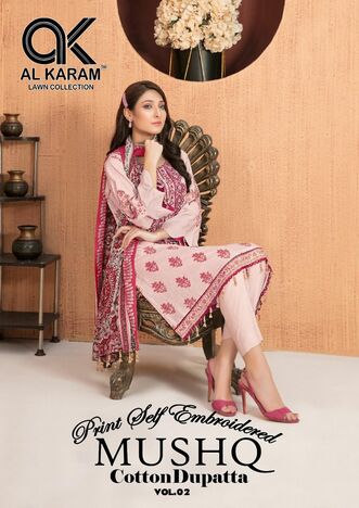 AL KARAM MUSHQ VOL 2 CAMBRIC PRINTED KARACHI SUITS AT BEST PRICE