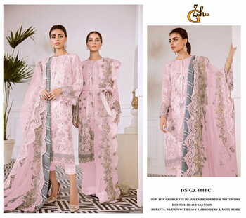 G ZAHRA GZ 4444 FOUX GEORGETTE EMBROIDERY SUITS CATALOGUE