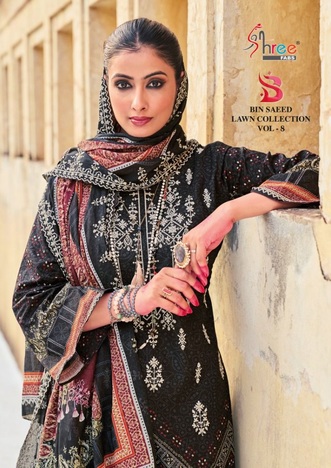 SHREE FABS BIN SAEED LAWN COLLECTION VOL 8 PAKISTANI SUITS WHOLESALER