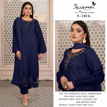 SERENE S 122 FOUX GEORGETTE EMBROIDERY PAKISTANI SUITS