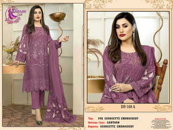 DINSAA SUIT DS 168 FOUX GEORGETTE KHATLI WORK PAKISTANI SUITS