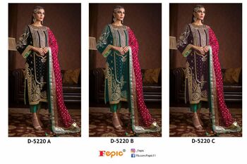 FEPIC ROSEMEEN 5220 VELVET EMBOIRDERY PAKISTANI WINTER SUITS