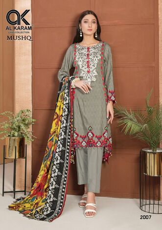 AL KARAM MUSHQ VOL 2 CAMBRIC PRINTED KARACHI SUITS AT BEST PRICE