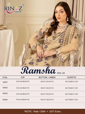 RINAZ FASHION RAMSHA VOL 24 FOUX GEORGETTE PAKISTANI SUITS SURAT