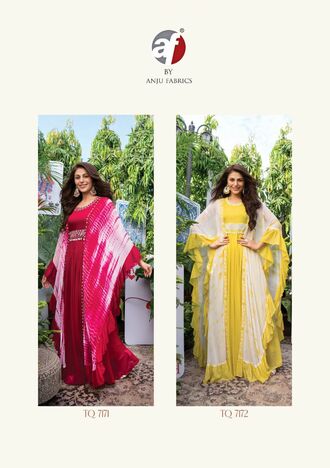 ANJU FABRICS TROPICAL QUEEN HANDWORK DESIGNER KAFTANS