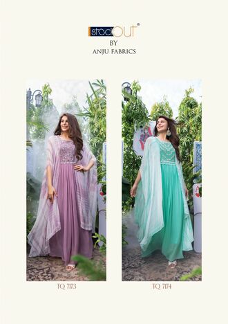 ANJU FABRICS TROPICAL QUEEN HANDWORK DESIGNER KAFTANS