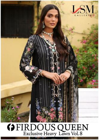 LSM GALLERIA FIRDOUS QUEEN VOL 8 LAWN KARACHI SUITS MANUFACTURER 