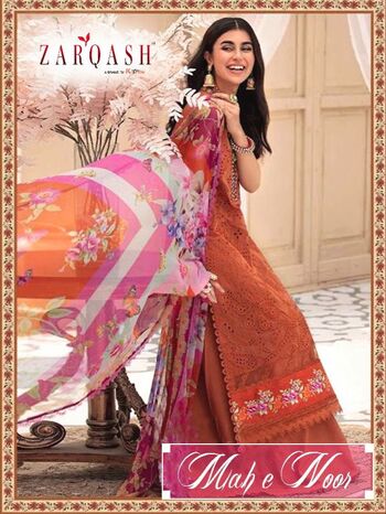 ZARQASH MAH E NOOR PAKISTANI LAWN COTTON SUITS WHOLESALER SURAT