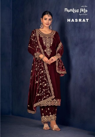 MUMTAZ ARTS HASRAT PURE VELVET EMBROIDERY SUITS SUPPLIER SURAT