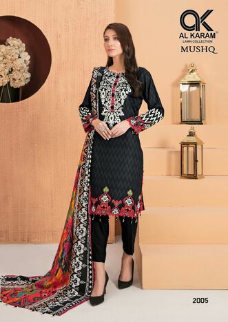 AL KARAM MUSHQ VOL 2 CAMBRIC PRINTED KARACHI SUITS AT BEST PRICE