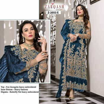 ZARQASH SRA Z 2053 FOUX GEORGETTE PAKISTANI SUITS