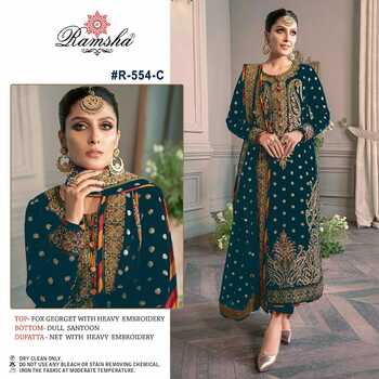 RAMSHA PRESENT R 554 NX GEORGETTE SALWAR SUITS WHOLESALER SURAT