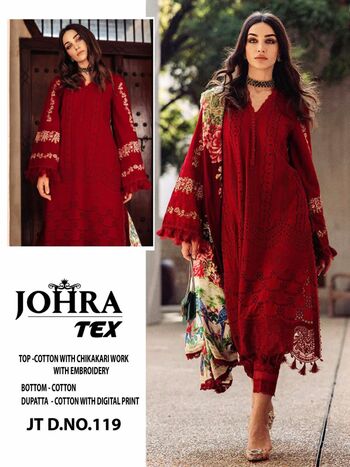 JOHRA TEX JT 119 CAMBRIC COTTON PAKISTANI SUITS WHOLESALER SURAT