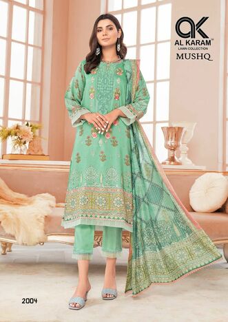 AL KARAM MUSHQ VOL 2 CAMBRIC PRINTED KARACHI SUITS AT BEST PRICE