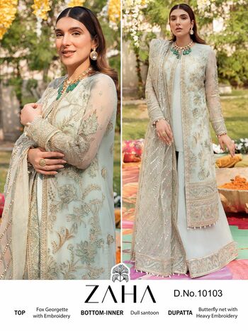 ZAHA ZARINA VOL 1 GEORGETTE EMBROIDERY PAKISTANI SUITS CATALOGUE