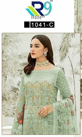 R9 DESIGNER STUDIO 1041 PAKISTANI SUITS CATALOGUE