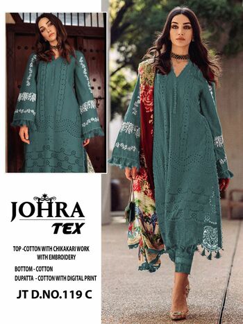 JOHRA TEX JT 119 CAMBRIC COTTON PAKISTANI SUITS WHOLESALER SURAT