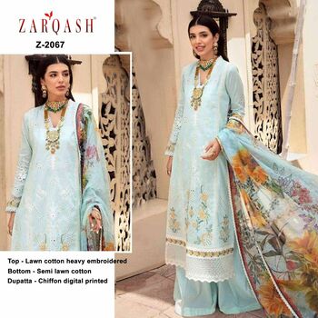 ZARQASH MAH E NOOR PAKISTANI LAWN COTTON SUITS WHOLESALER SURAT