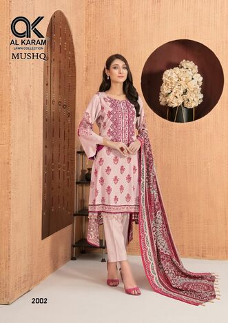 AL KARAM MUSHQ VOL 2 CAMBRIC PRINTED KARACHI SUITS AT BEST PRICE