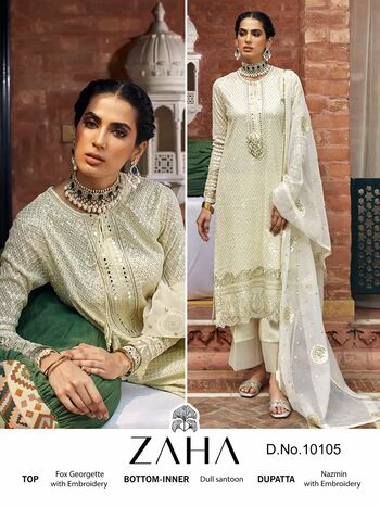 ZAHA ZARINA VOL 1 GEORGETTE EMBROIDERY PAKISTANI SUITS CATALOGUE