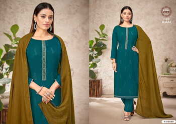 HARSHIT FASHION RAKHI RAYON SLUB EMBROIDERY SUITS BY ALOK SUITS