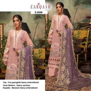 ZARQASH GUZARISH FOX GEORGETTE PAKISTANI SUITS WHOLESALE