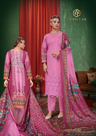 KEVAL FAB SOBIA PLUS LUXURY COTTON KARACHI SUITS CATALOGUE