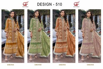 GUL FARAZ 510 SERIES FOUX GEORGETTE PAKISTANI SUITS CATALOGUE