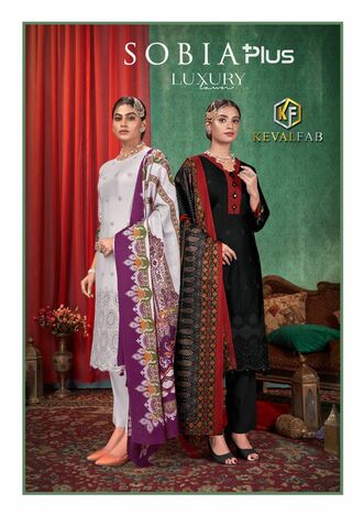 KEVAL FAB SOBIA PLUS LUXURY COTTON KARACHI SUITS CATALOGUE