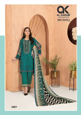 AL KARAM MUSHQ VOL 2 CAMBRIC PRINTED KARACHI SUITS AT BEST PRICE