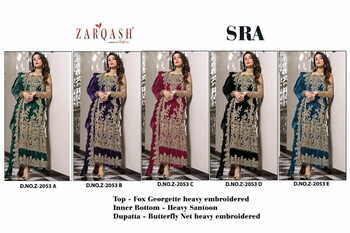 ZARQASH SRA Z 2053 FOUX GEORGETTE PAKISTANI SUITS