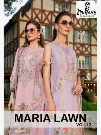 MAJESTY MARIA LAWN VOL 12 JAM COTTON PRINT PAKISTANI SUITS AT SURAT