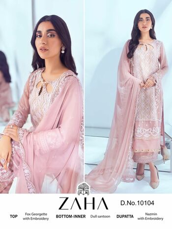 ZAHA ZARINA VOL 1 GEORGETTE EMBROIDERY PAKISTANI SUITS CATALOGUE