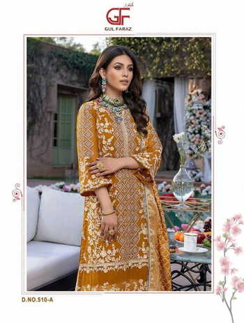 GUL FARAZ 510 SERIES FOUX GEORGETTE PAKISTANI SUITS CATALOGUE