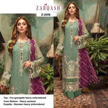 ZARQASH GUZARISH FOX GEORGETTE PAKISTANI SUITS WHOLESALE