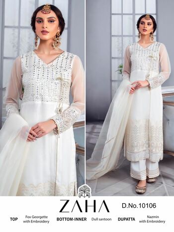 ZAHA ZARINA VOL 1 GEORGETTE EMBROIDERY PAKISTANI SUITS CATALOGUE