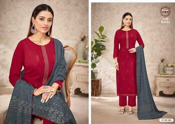 HARSHIT FASHION RAKHI RAYON SLUB EMBROIDERY SUITS BY ALOK SUITS