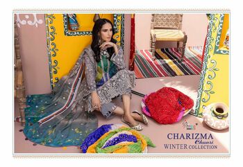 SHREE FABS CHARIZMA CHUNRI WINTER COLLECTION PASHMINA SUITS CATALOGUE