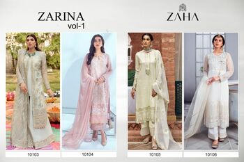 ZAHA ZARINA VOL 1 GEORGETTE EMBROIDERY PAKISTANI SUITS CATALOGUE