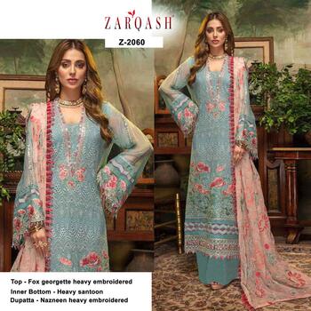 ZARQASH GUZARISH FOX GEORGETTE PAKISTANI SUITS WHOLESALE